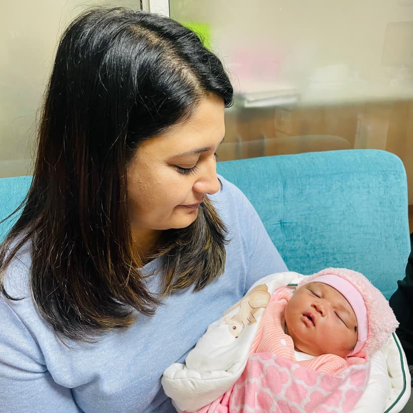 Mother holding baby